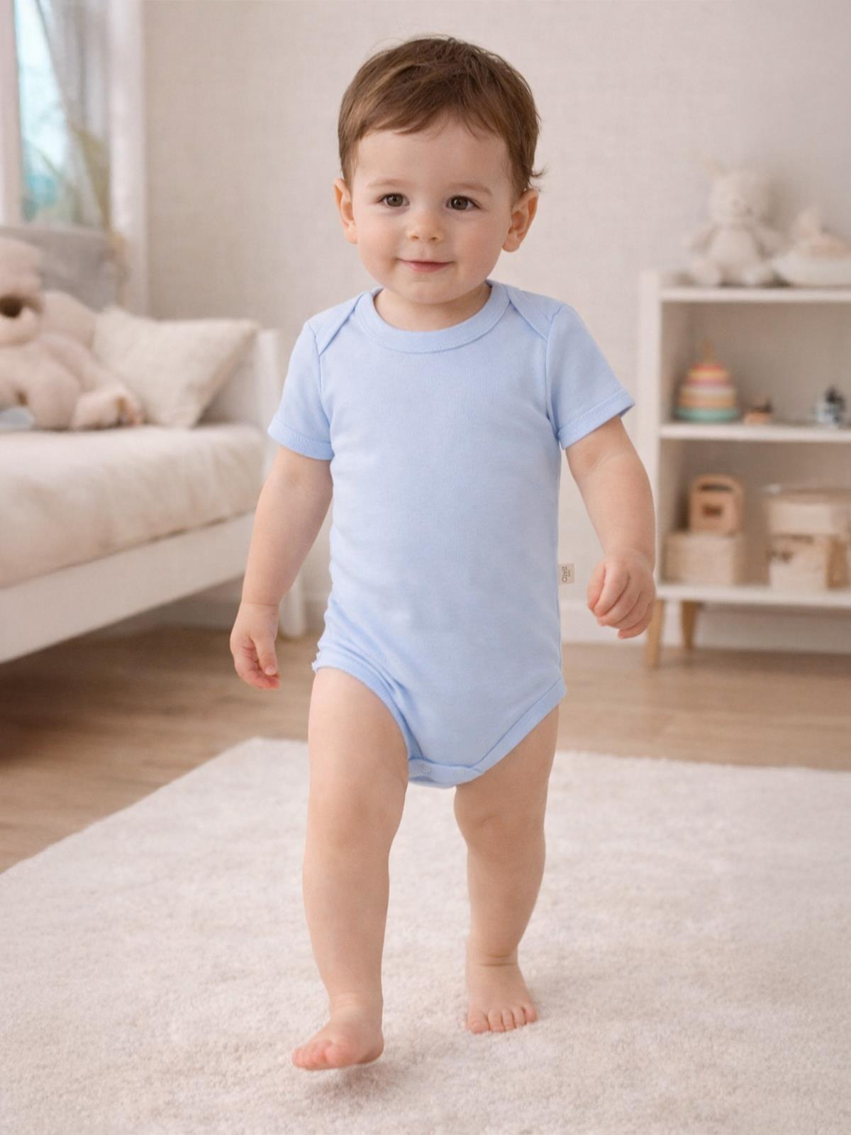 Civil Baby Düz Renkli Kısa Kol 3-9 Ay Çıtçıtlı Badi - Sarı