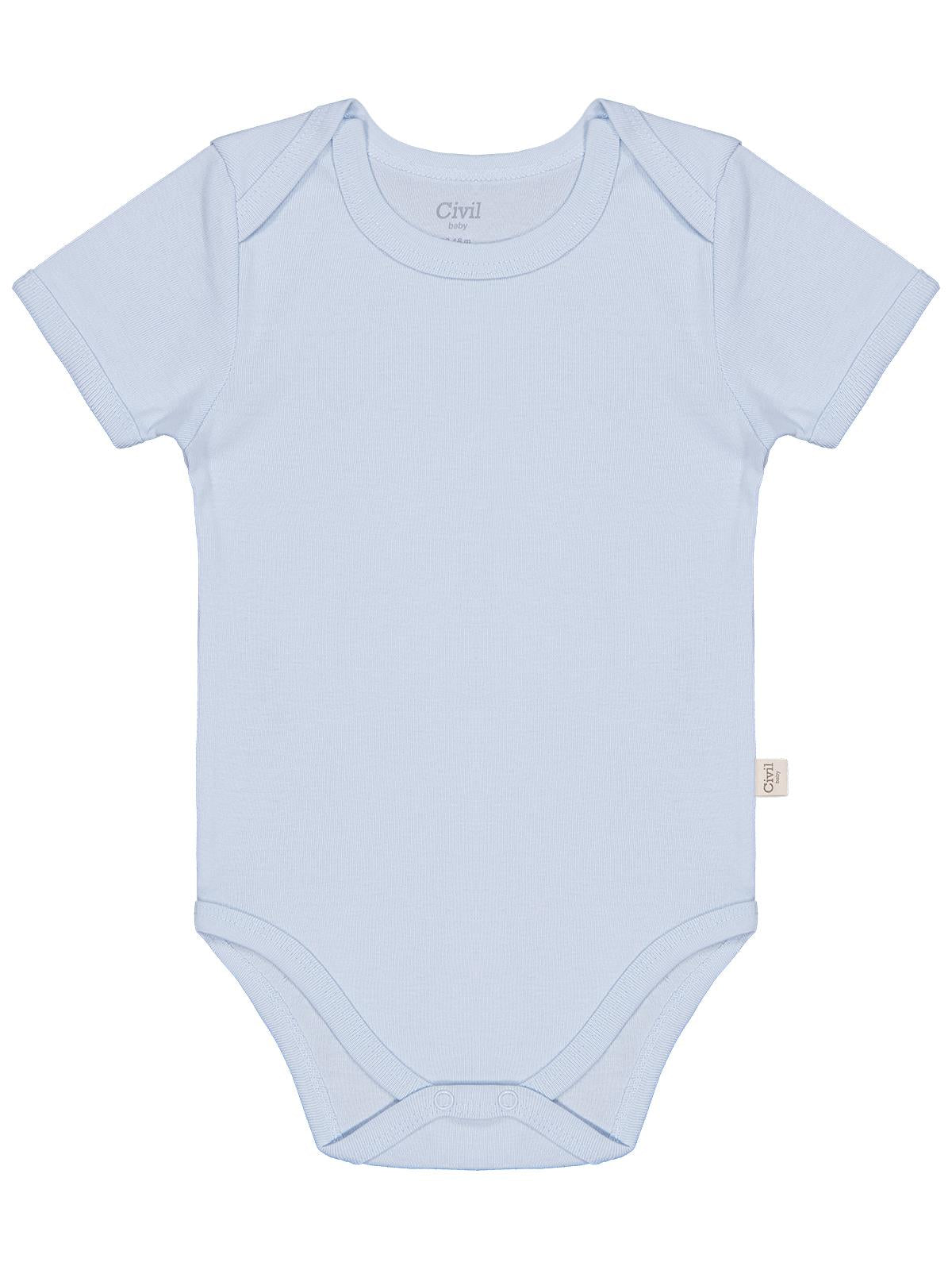 Civil Baby Düz Renkli Kısa Kol  Çıtçıtlı Badi - Sarı