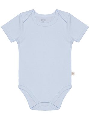 Civil Baby Düz Renkli Kısa Kol 1-3 Yaş Çıtçıtlı Badi - Mavi