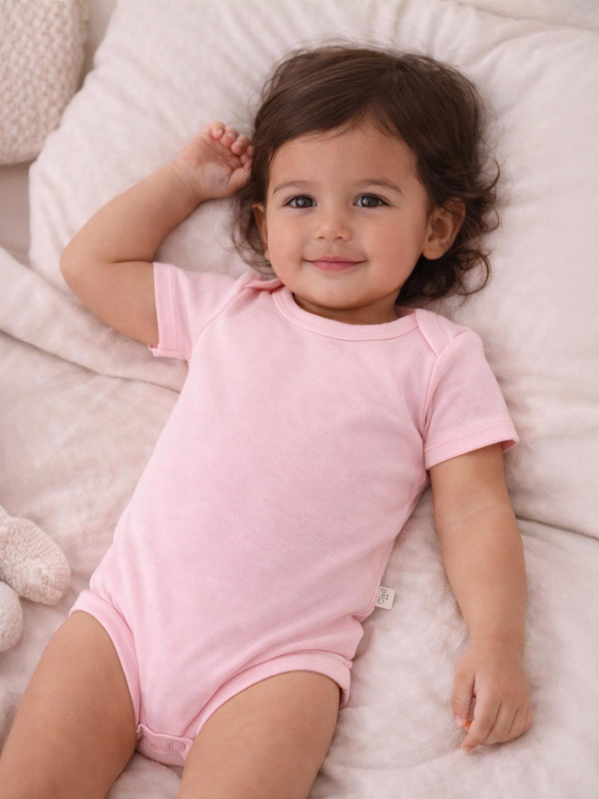 Civil Baby Düz Renkli Kısa Kol 1-3 Yaş Çıtçıtlı Badi - Mavi