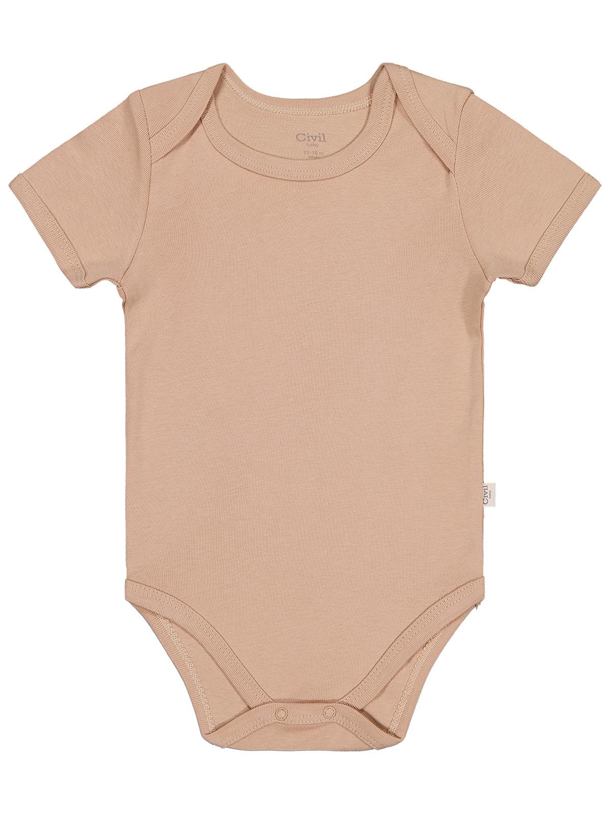 Civil Baby Düz Renkli Kısa Kol  Çıtçıtlı Badi - Sarı