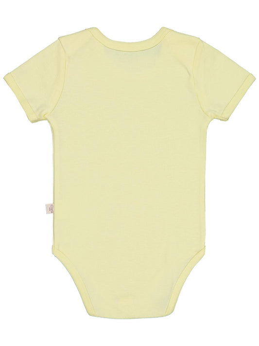 Civil Baby Düz Renkli Kısa Kol 1-3 Yaş Çıtçıtlı Badi - Sarı