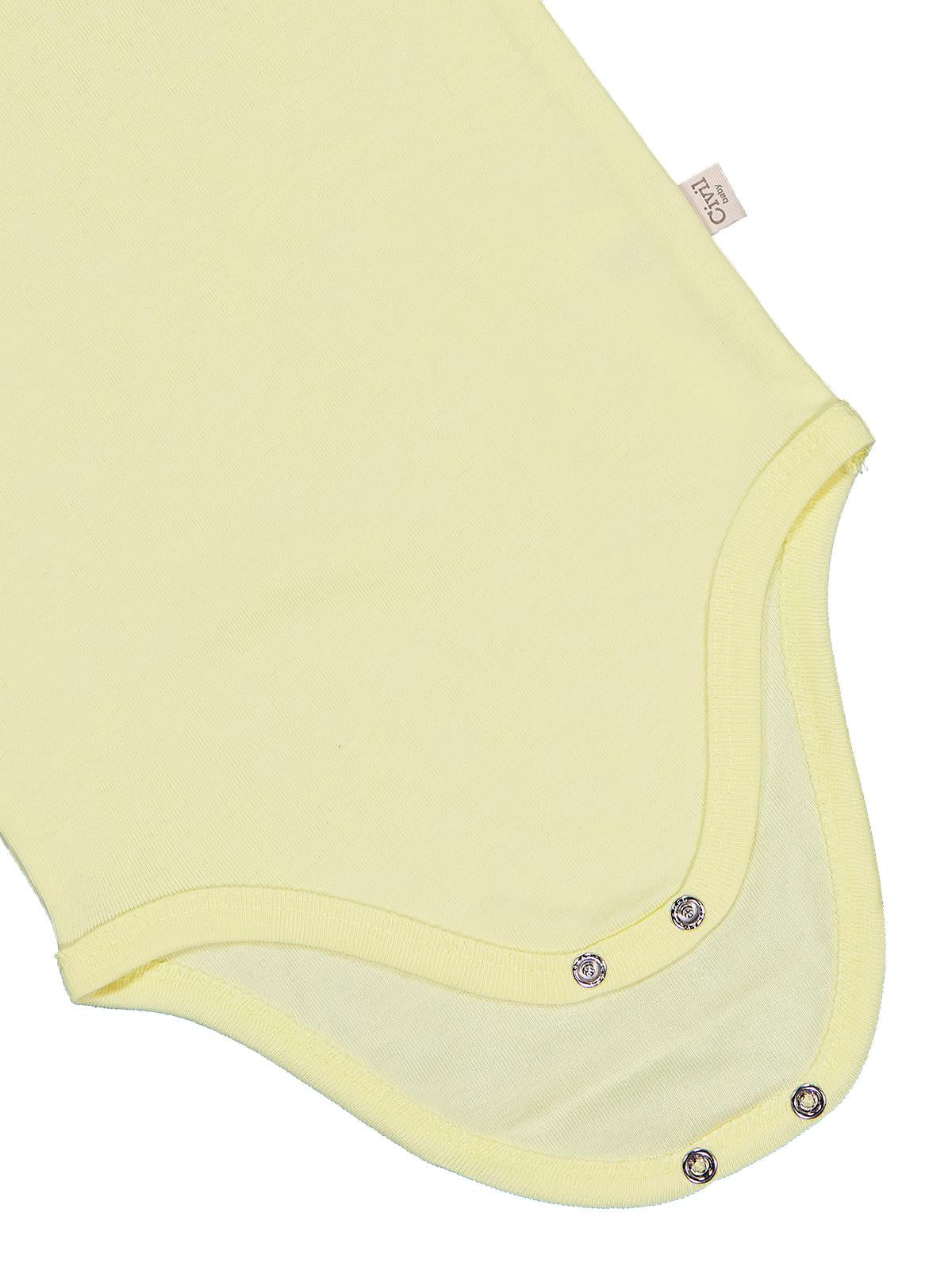 Civil Baby Düz Renkli Kısa Kol 1-3 Yaş Çıtçıtlı Badi - Mavi