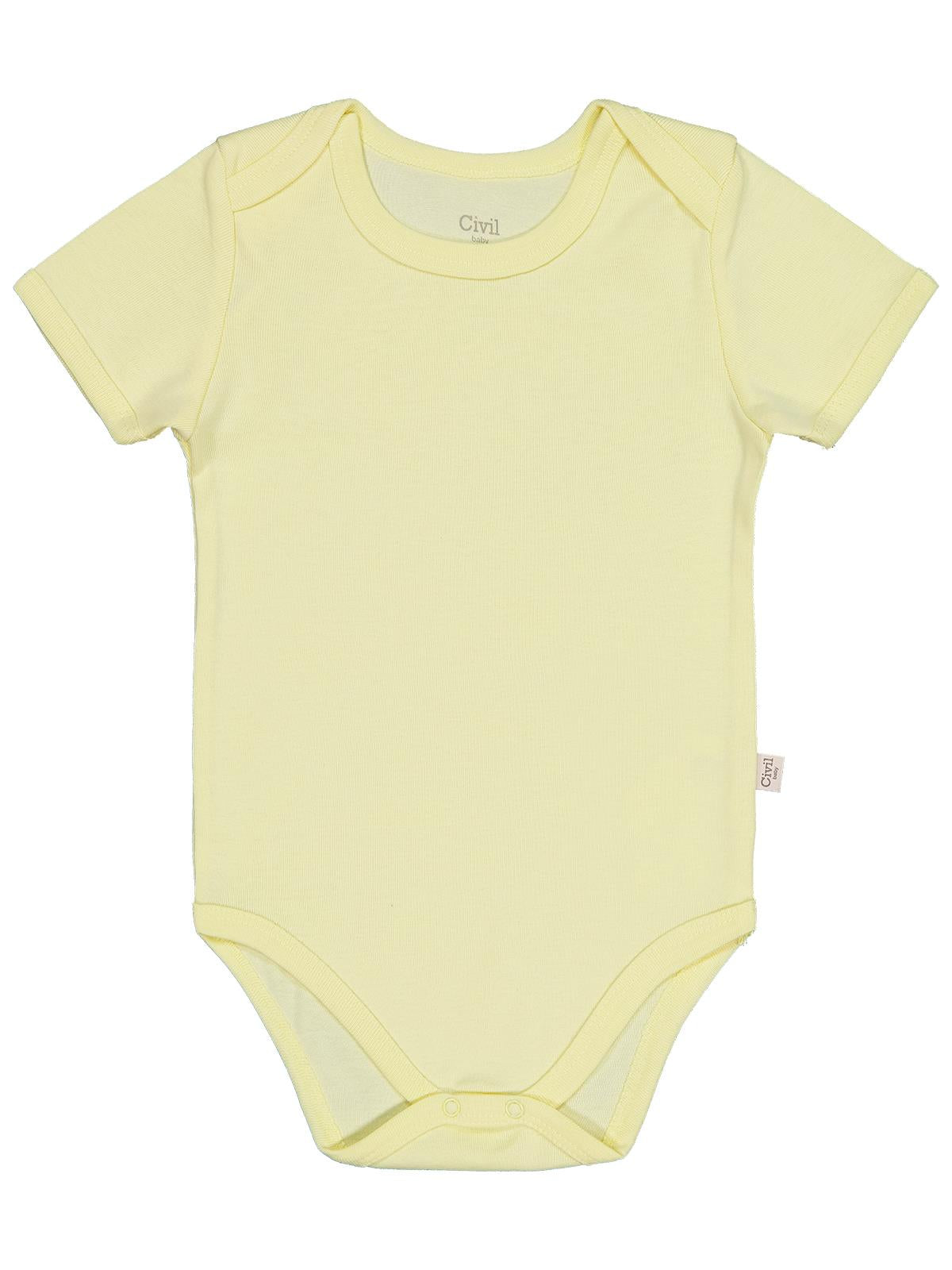 Civil Baby Düz Renkli Kısa Kol  Çıtçıtlı Badi - Sarı