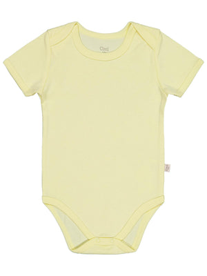 Civil Baby Düz Renkli Kısa Kol 1-3 Yaş Çıtçıtlı Badi - Sarı