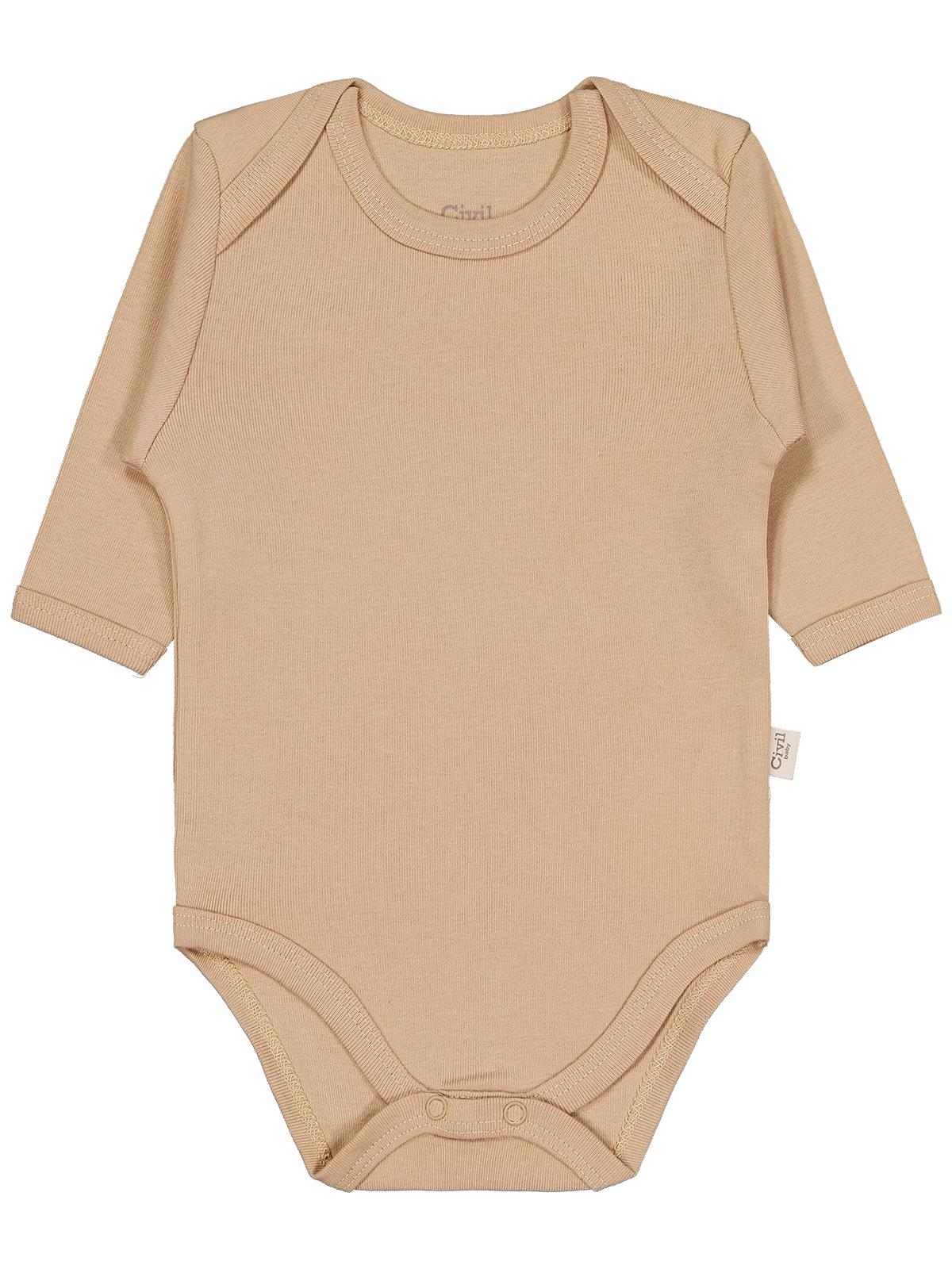 Civil Baby Düz Renkli Uzun Kol 0-1 Ay Çıtçıtlı Badi - Mavi
