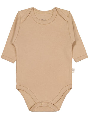 Civil Baby Düz Renkli Uzun Kol 3-9 Ay Çıtçıtlı Badi - Kahverengi