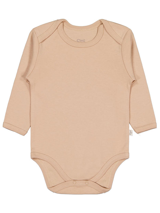 Civil Baby Düz Renkli Uzun Kol 12-36 Ay Çıtçıtlı Badi - Kahverengi