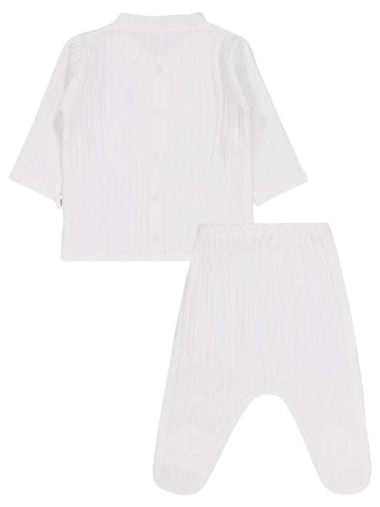 Civil Baby Ayıcık Baskılı 1-9 Ay Pijama Takımı - Ekru