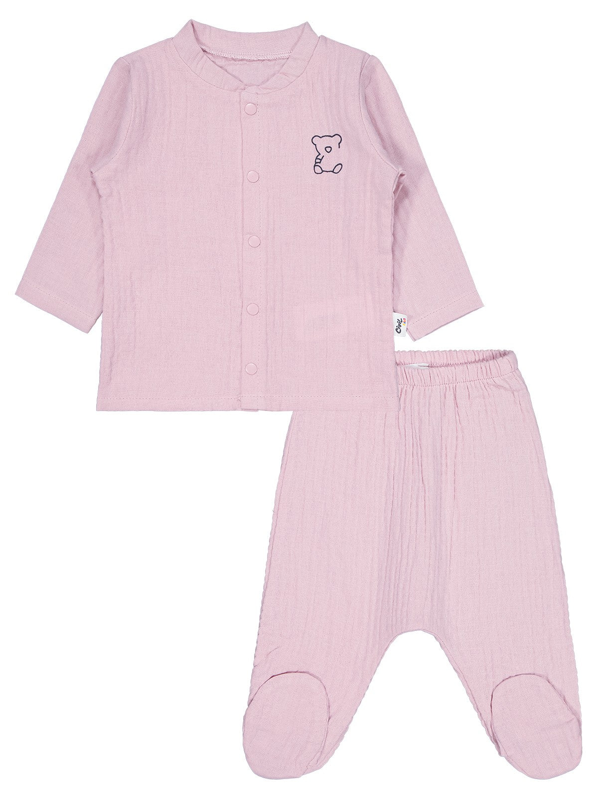 Civil Baby Ayıcık Baskılı 1-9 Ay Pijama Takımı - Ekru