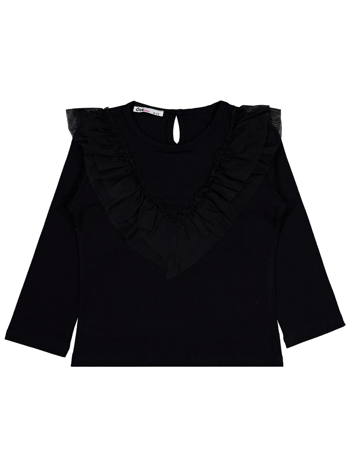 Civil Girls Tül Fırfırlı 6-9 Yaş Sweatshirt - Ekru