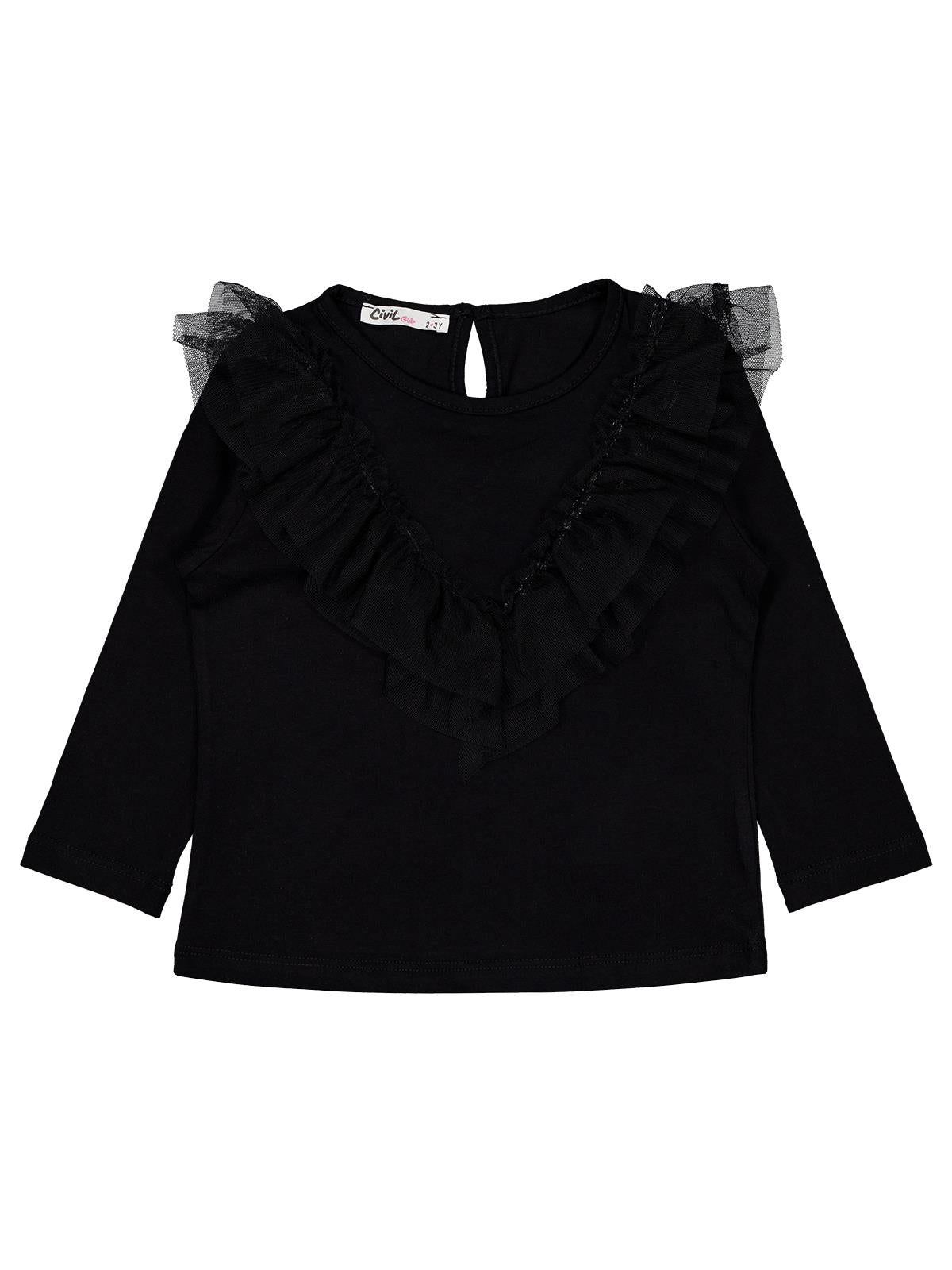 Civil Girls Tül Fırfırlı 2-5 Yaş Sweatshirt - Ekru