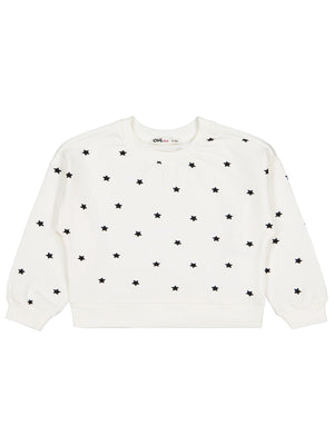Civil Girls Yıldız Baskılı 2-5 Yaş Sweatshirt - Ekru