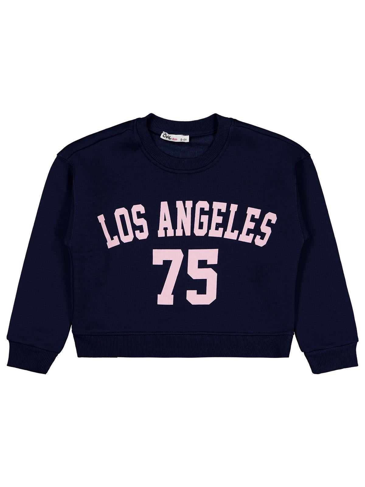 Civil Girls Los Angeles Baskılı 6-9 Yaş Sweatshirt - Lacivert