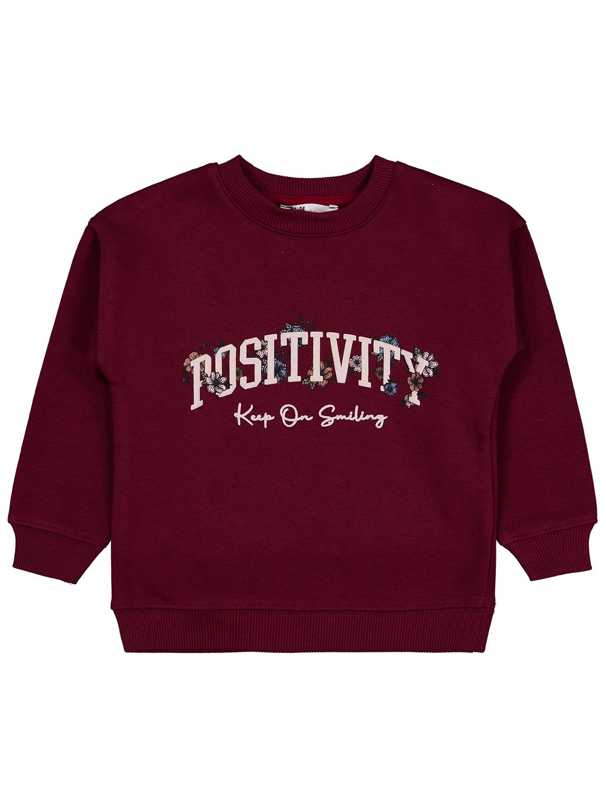 Civil Girls Posıtıvıty Baskılı 2-5 Yaş Sweatshirt - Bordo