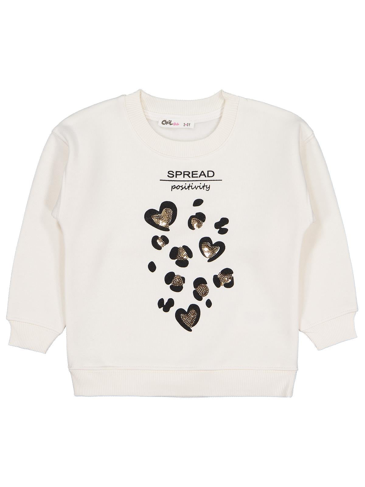 Civil Girls Leopar Baskılı 2-5 Yaş Sweatshirt - Gri