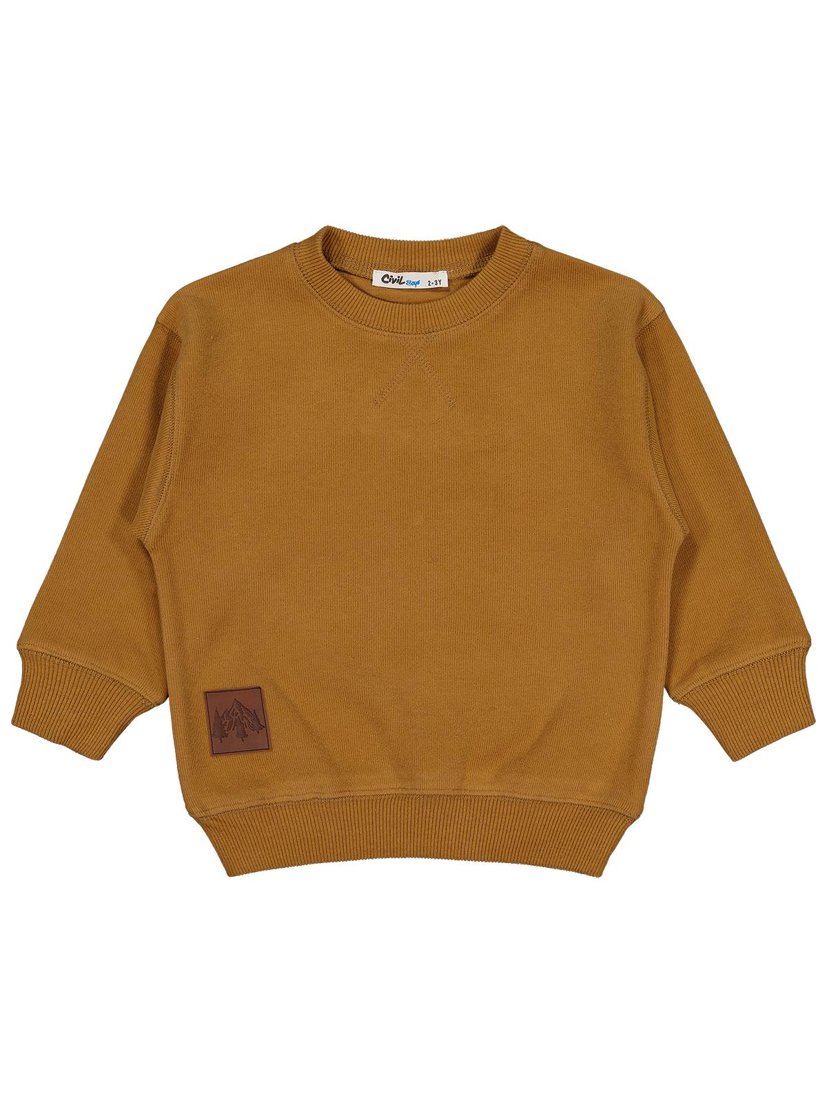 Civil Erkek Çocuk Karyoka Dikişli Sweatshirt | Selanik Uzun Kol | Okul Kreş ve Günlük Kullanım - Kahve