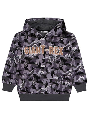 Civil Boys Giant Rex Baskılı Kapşonlu 6-9 Yaş Sweatshirt - Gri