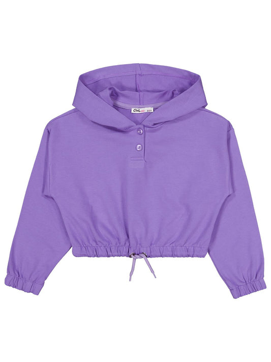 Civil Kız Çocuk Kapşonlu Sweatshirt | 2 İp Uzun Kol Kapşonlu | Okul Kreş ve Günlük Kullanım - Lila