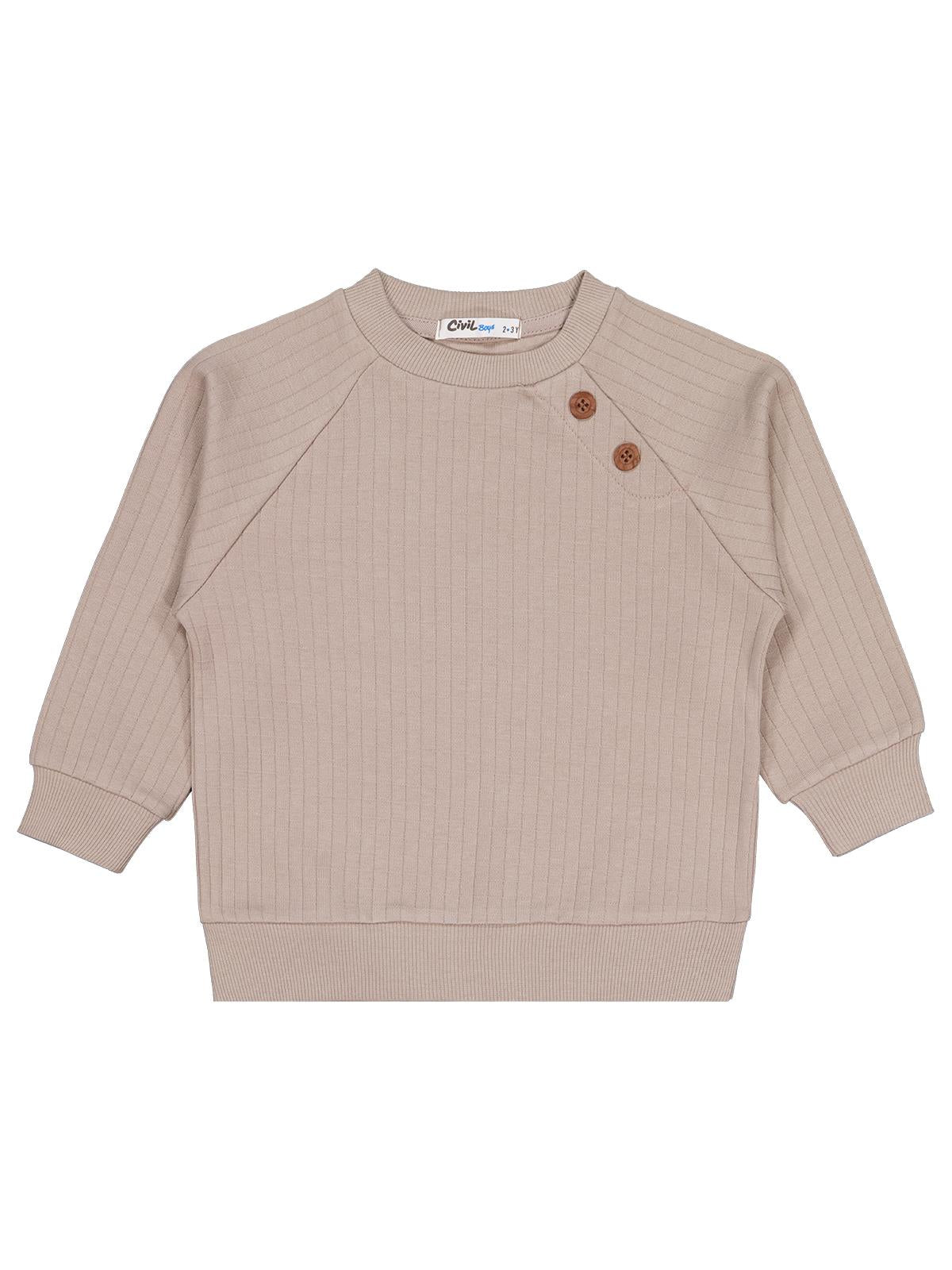 Civil Boys Süs Düğmeli 2-5 Yaş Sweatshirt - Bej
