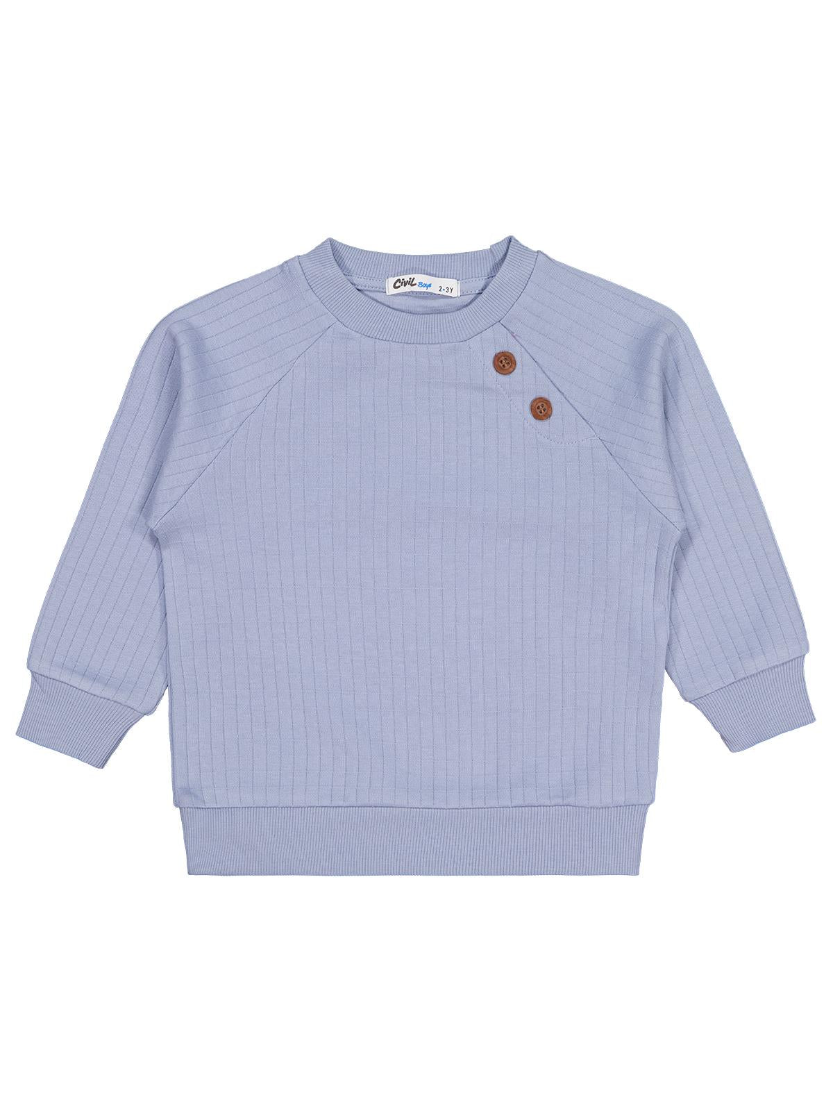 Civil Boys Süs Düğmeli 2-5 Yaş Sweatshirt - Mavi