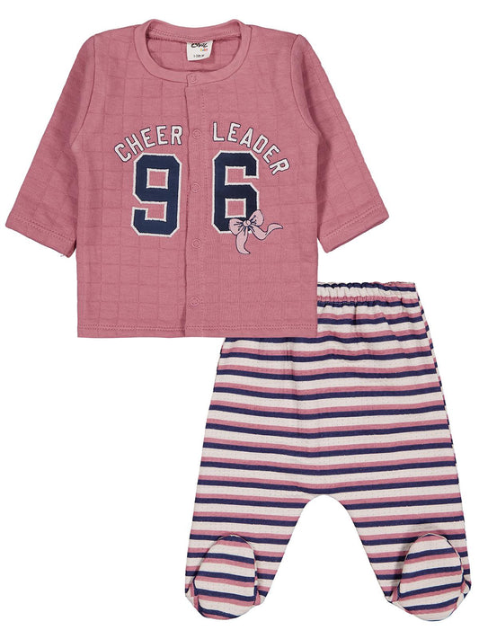Civil Baby 96 Nakışlı 1-9 Ay Pijama Takımı - Pembe