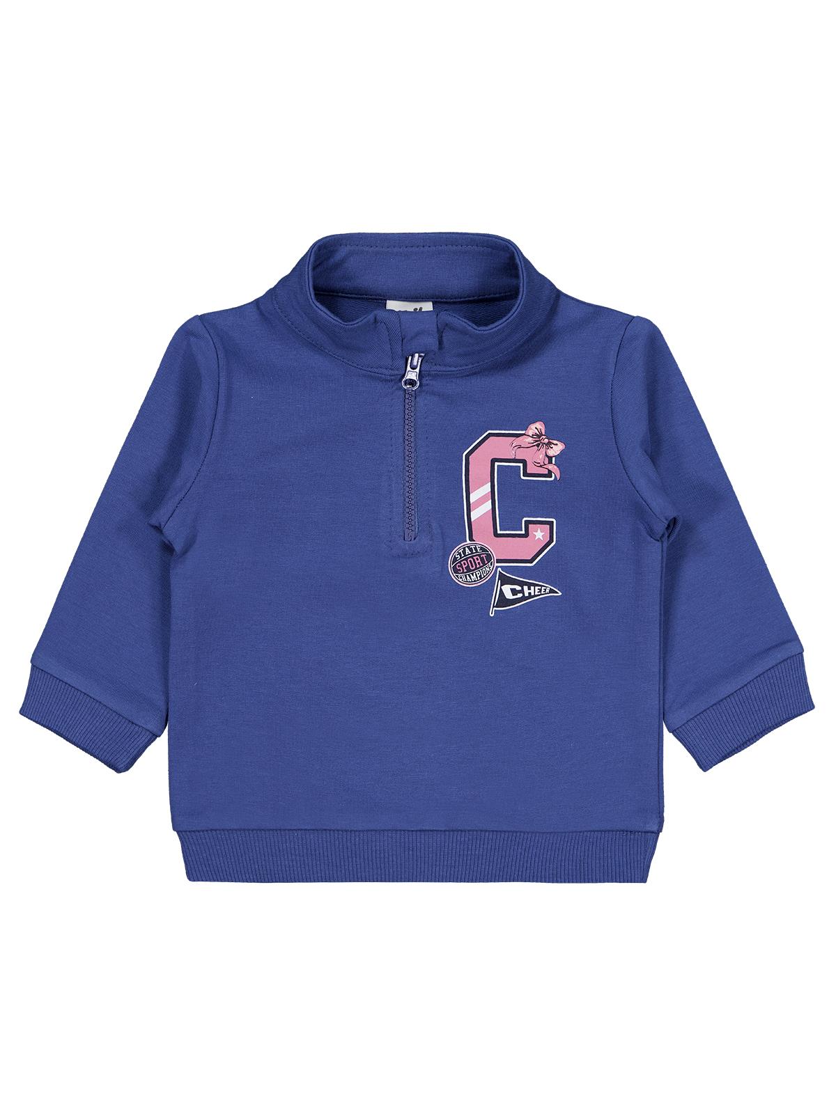 Civil Baby Fermuarlı C Baskılı 6-18 Ay Sweatshirt - Mavi