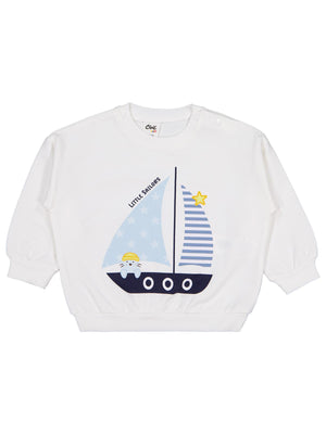 Civil Baby Yelken Baskılı 6-18 Ay Sweatshirt - Kırık Beyaz