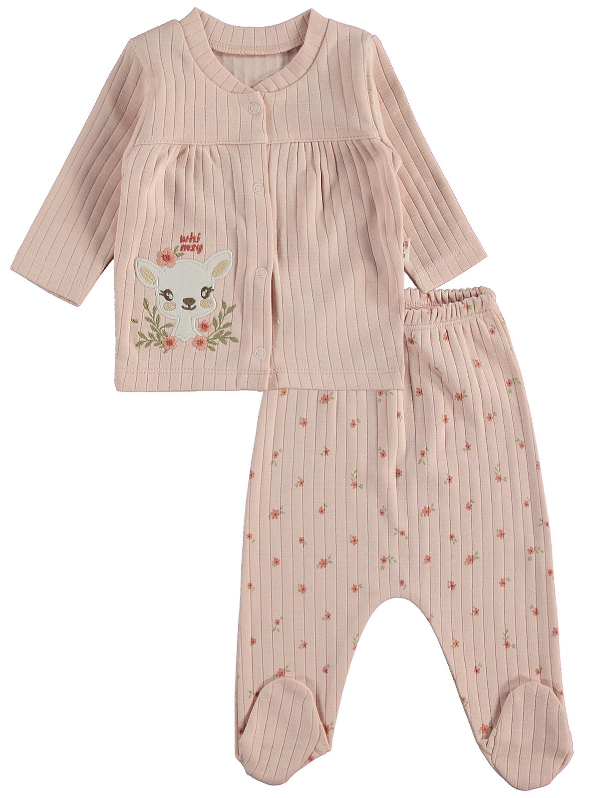 Civil Baby Ceylan Çiçek Baskılı  Zıbın Setleri - Pembe