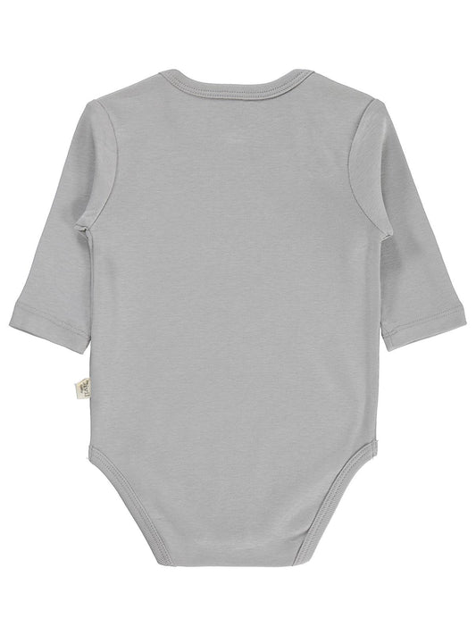 Civil Baby 3 lü Basıc Uzun Kol 0-36 Ay Çıtçıtlı Badi - Gri