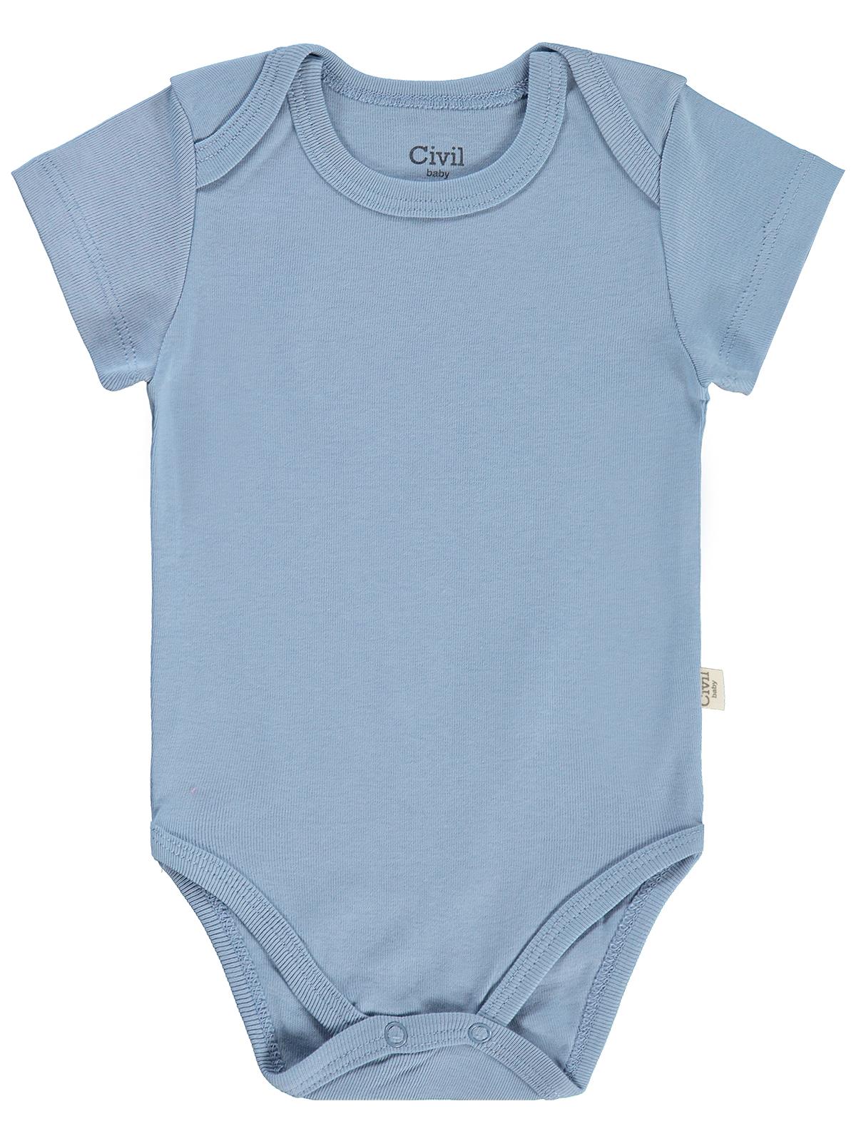 Civil Baby 3 lü Basıc Kısa Kol 0-36 Ay Çıtçıtlı Badi - Pudra