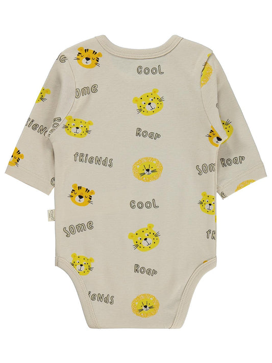 Civil Baby 3 lü Aslan Empirmeli Uzun Kol 0-36 Ay Çıtçıtlı Badi - Hardal