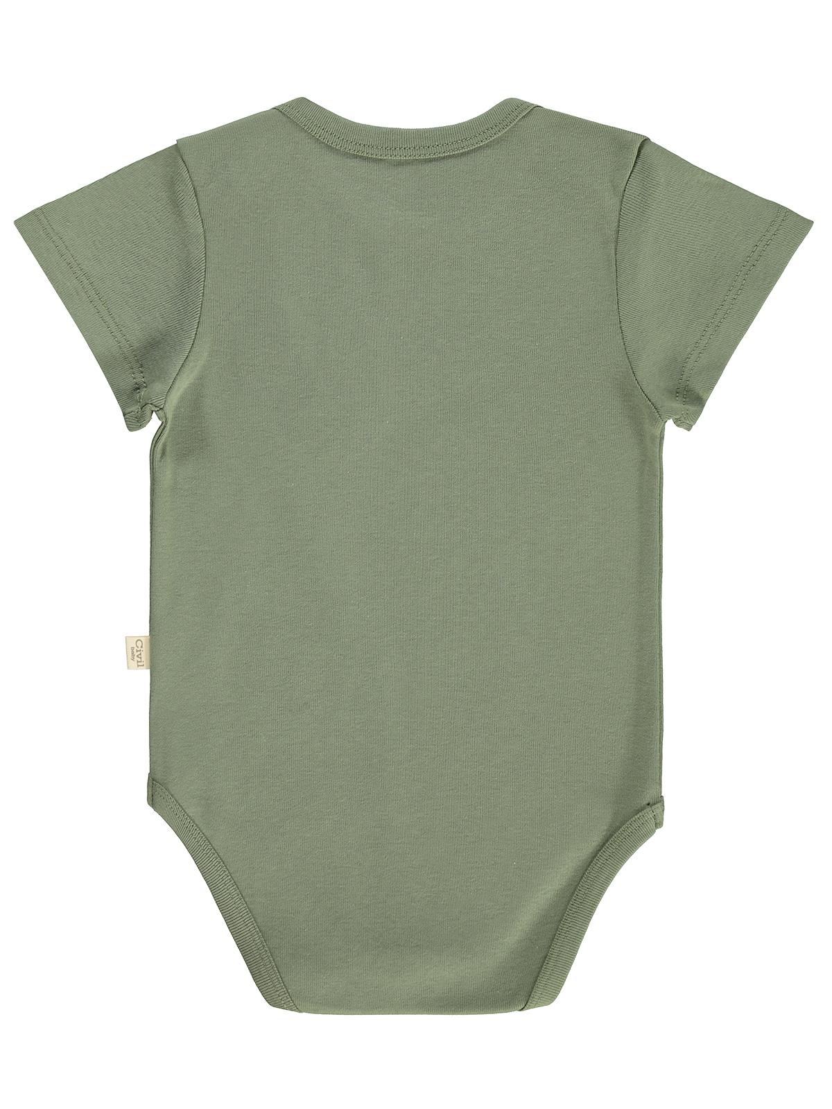 Civil Baby 3 lü Cep Tilki Hayvan Baskılı Kısa Kol 0-36 Ay Çıtçıtlı Badi - Turuncu