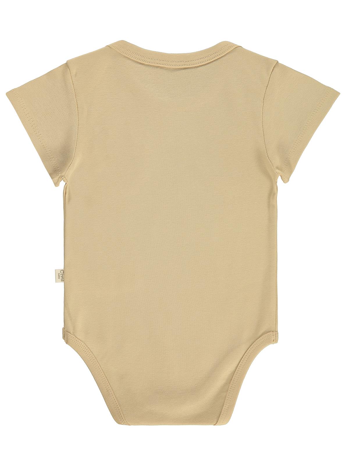 Civil Baby 3 lü Cep Tilki Hayvan Baskılı Kısa Kol 0-36 Ay Çıtçıtlı Badi - Turuncu