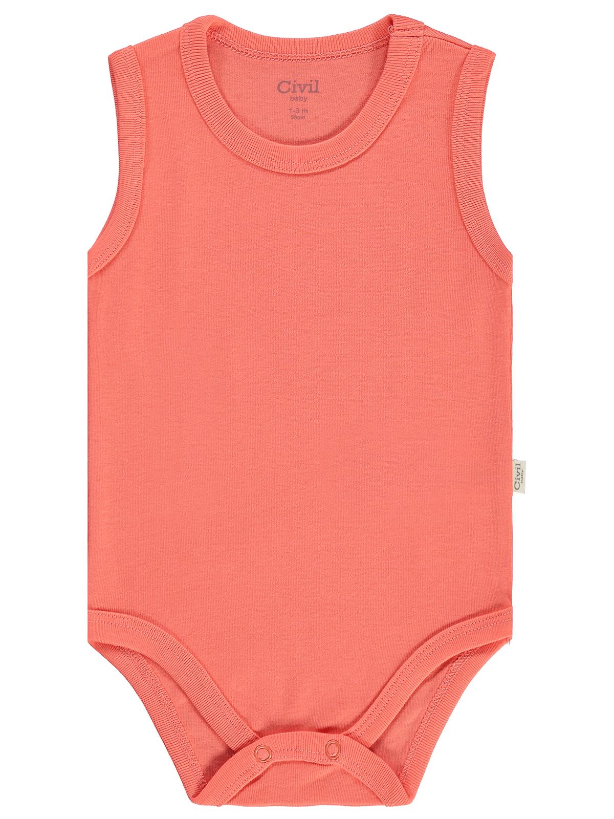 Civil Baby 5 li Basıc Sıfır Kol 0-36 Ay Çıtçıtlı Badi - Kırmızı