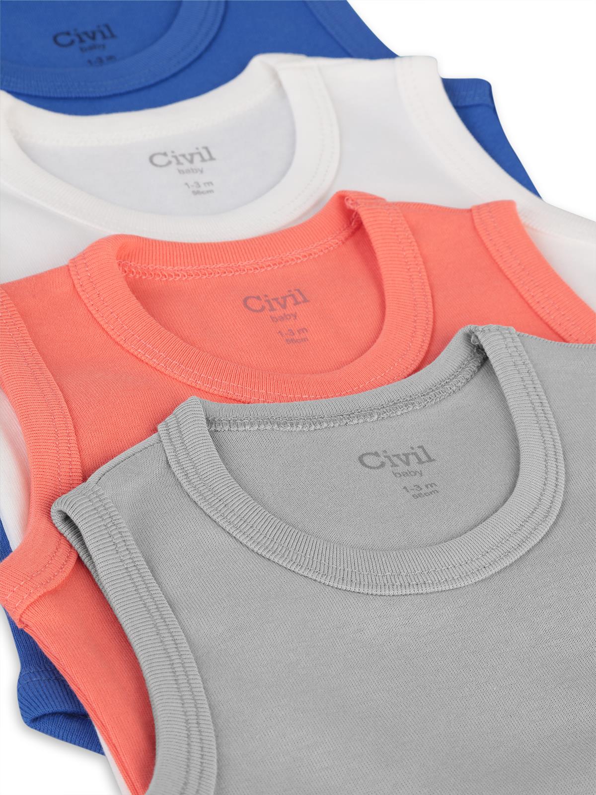 Civil Baby 5 li Basıc Sıfır Kol 0-36 Ay Çıtçıtlı Badi - Kırmızı