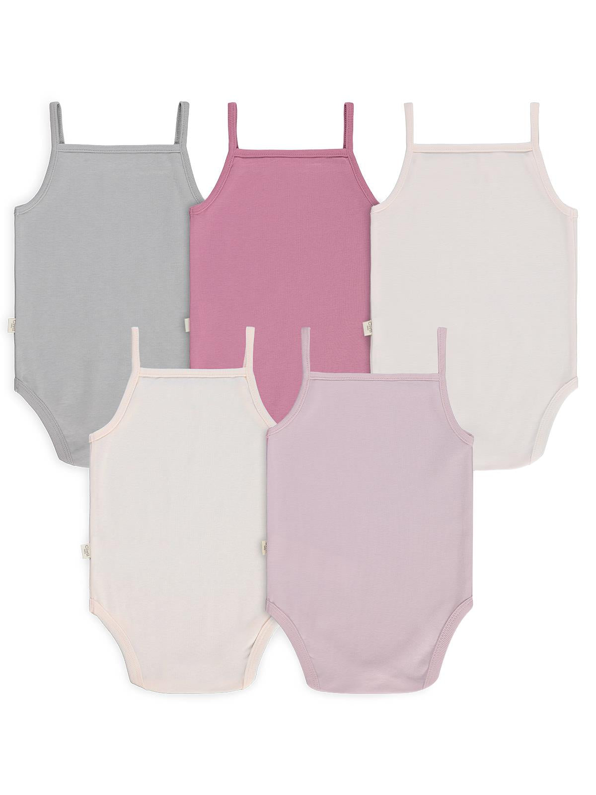 Civil Baby 5 li Basıc İp Askılı 0-36 Ay Çıtçıtlı Badi - Pembe