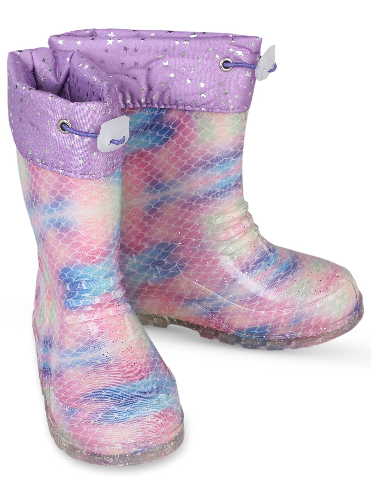 Civil Boots Simli Pul 30-36 Numara Yağmur Çizmesi - Lila