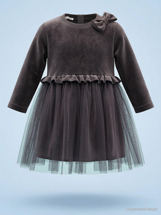 Civil Girls Fiyonklu 2-5 Yaş Elbise - Gri
