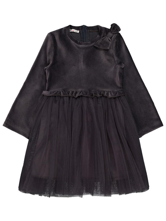 Civil Girls Fiyonklu 6-9 Yaş Elbise - Gri