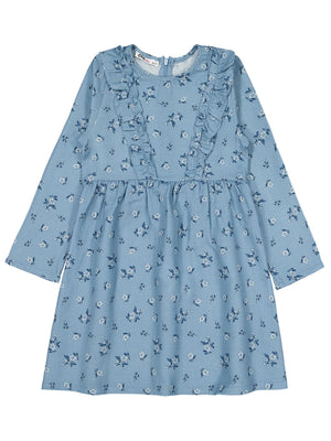 Civil Girls Çiçek Desenli 6-9 Yaş Elbise - Mavi