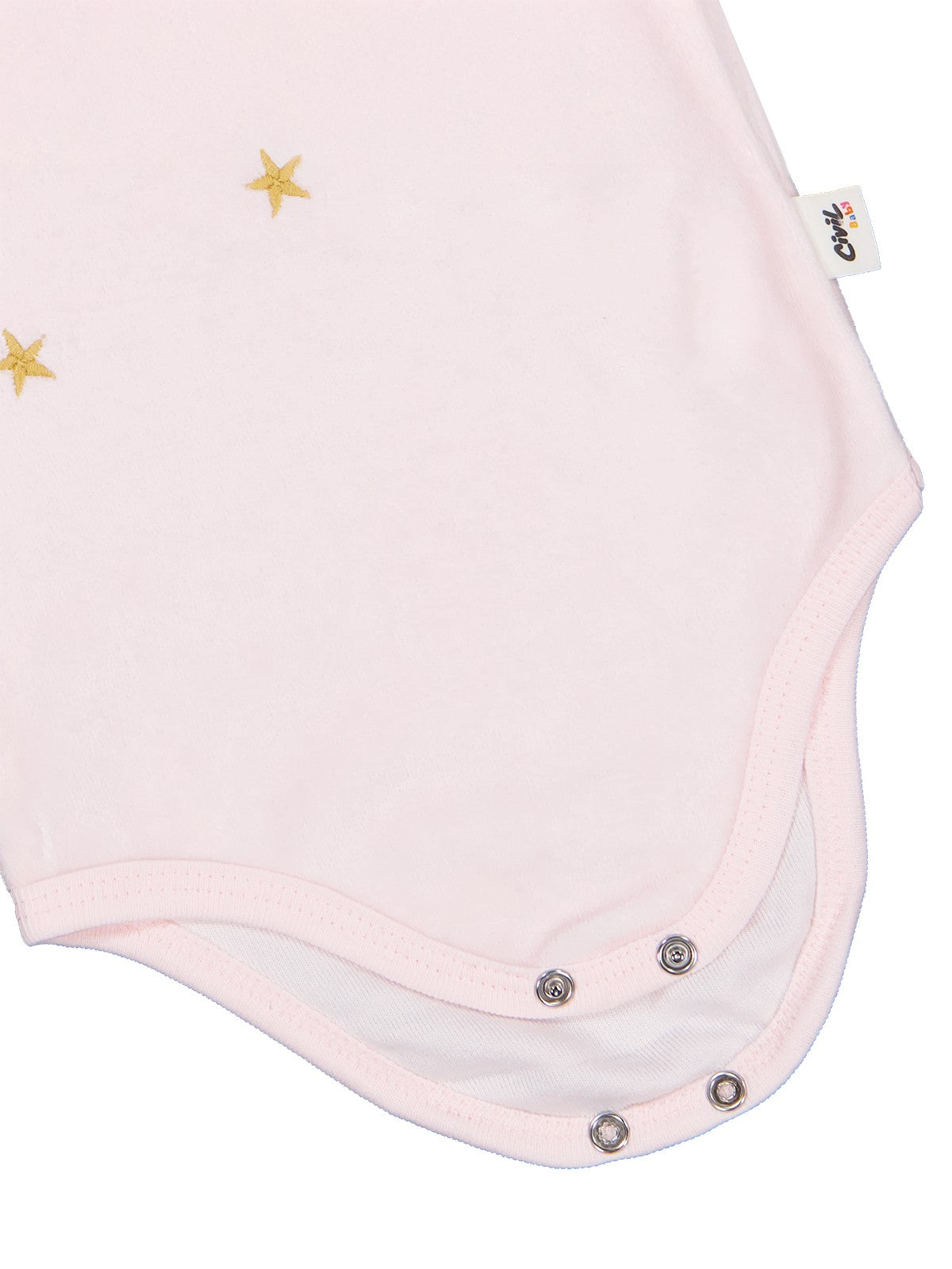 Civil Baby Yıldız Nakışlı 1-18 Ay Çıtçıtlı Badi - Pembe