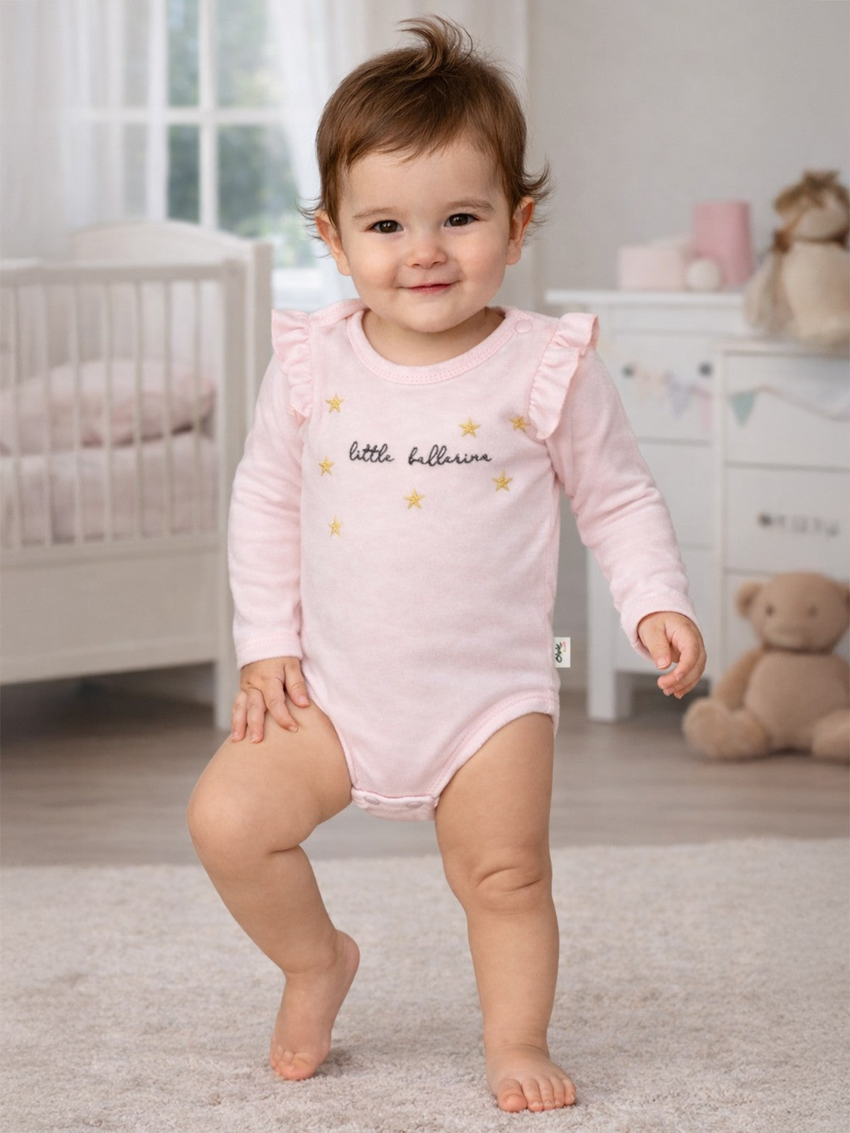 Civil Baby Yıldız Nakışlı 1-18 Ay Çıtçıtlı Badi - Pembe