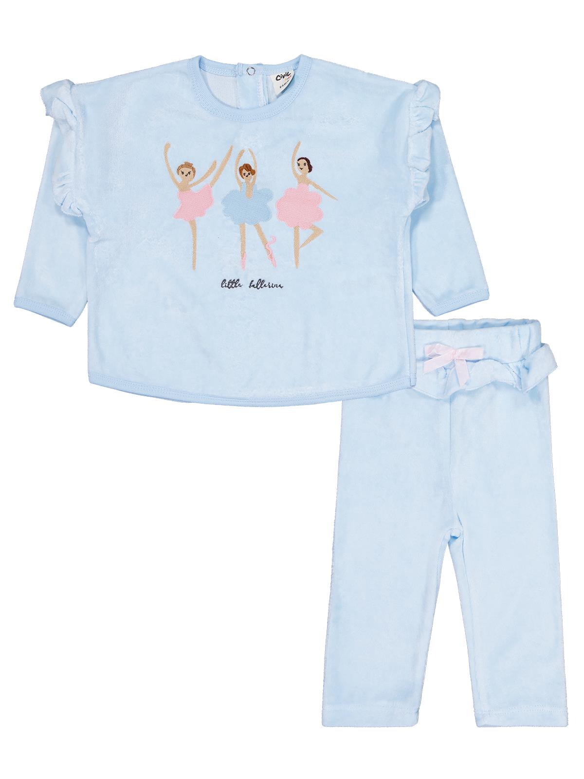 Civil Baby Balerin Nakışlı 6-18 Ay Takım - Mavi