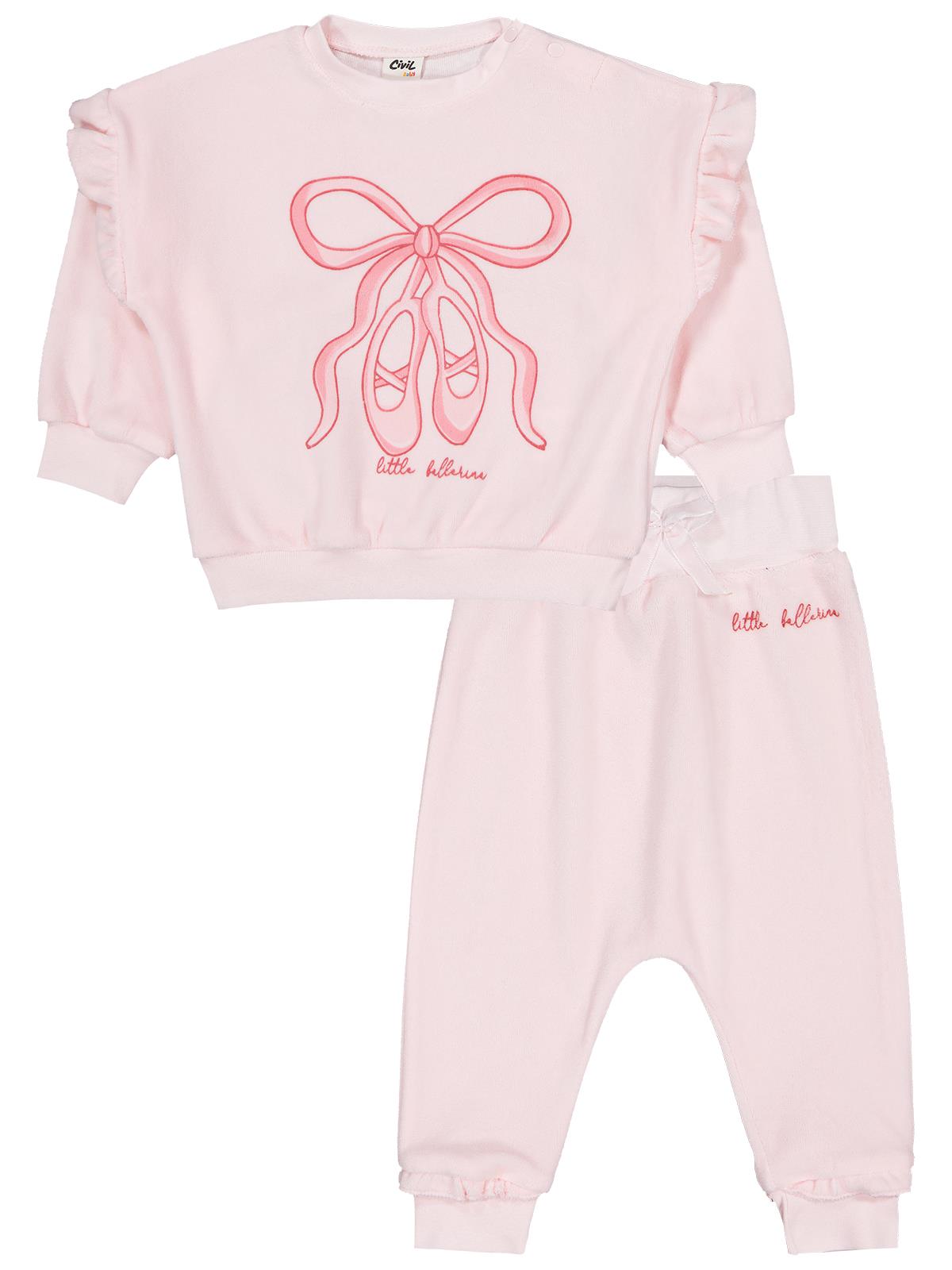 Civil Baby Ayakkabı Nakışlı 6-18 Ay Takım - Pembe