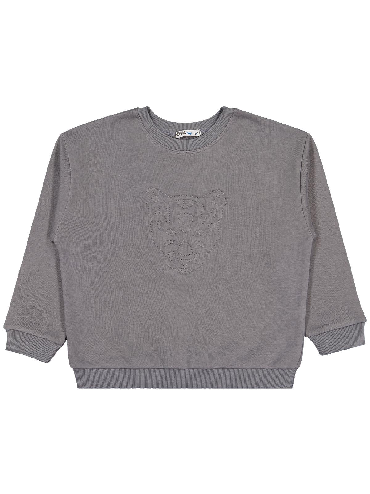 Civil Boys Aslan Nakışlı 6-9 Yaş Sweatshirt - Gri