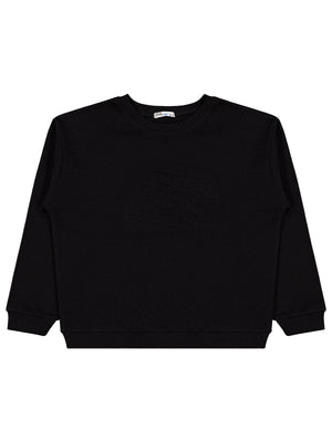 Civil Erkek Çocuk Ayı Nakışlı Sweatshirt | 3 İp Uzun Kol | Okul Kreş ve Günlük Kullanım - Siyah