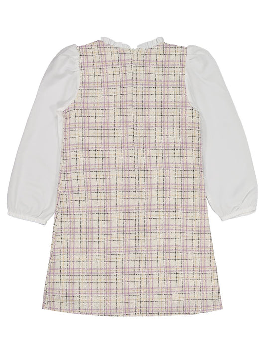 Civil Girls Düğmeli 6-9 Yaş Elbise - Lila