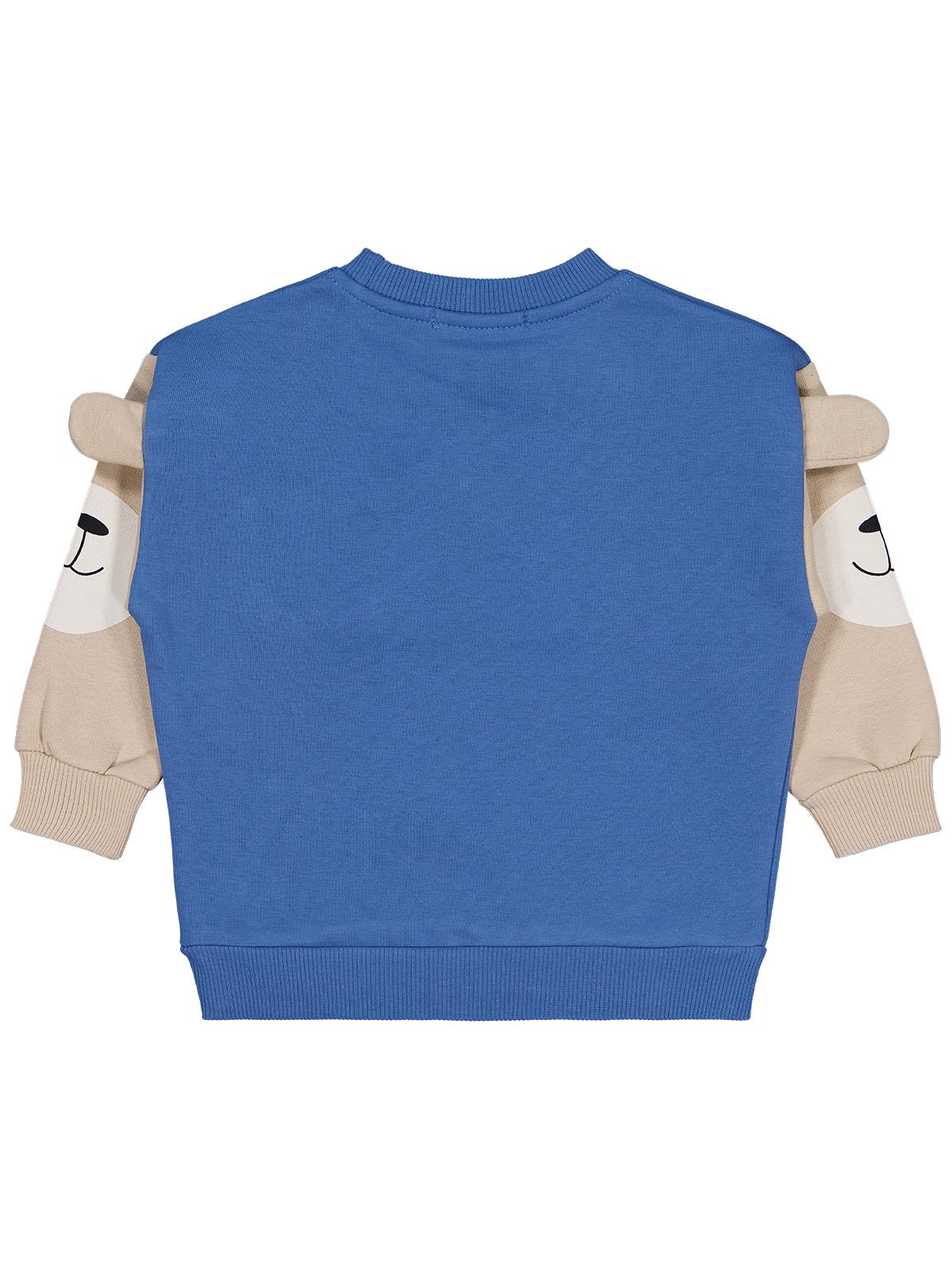 Civil Boys Kolları Ayı Baskılı 2-5 Yaş Sweatshirt - Mavi