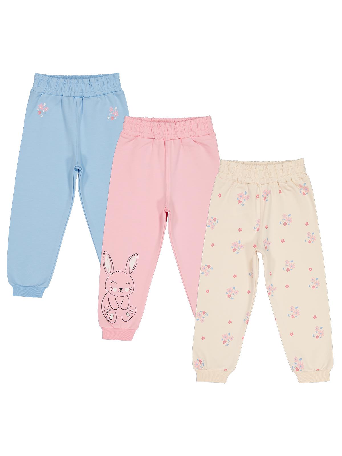 Civil Girls Tavşan Baskılı 3'lü Set 2-5 Yaş Eşofman Altı - Standart